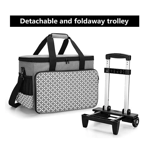 Sewing Machine Trolley Bag on Wheels, Detachable Rolling Sewing Machine Bag with Bottom Support Board